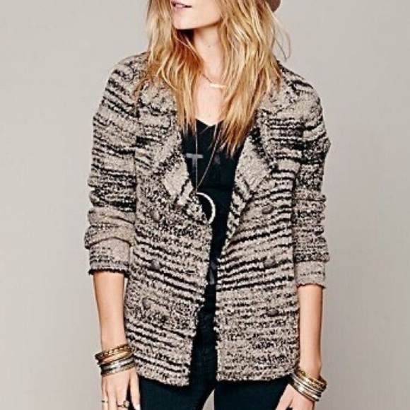 Free People Womens Large Fuzzy Wool Blend Knit Cardigan Sweater - Picture 1 of 9